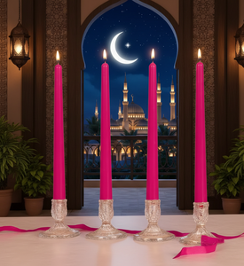 Ensemble de bougies coniques roses élégantes pour le Ramadan – Parfaites pour les tables du Ramadan, les célébrations de l'Aïd, les salles de prière, les mariages et les événements spéciaux - Product Image 3