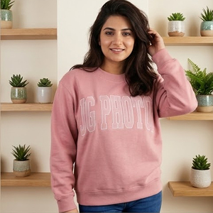 Sweat-shirt rose à col rond pour femme avec imprimé lettres, pull à col montant pour femme, personnalisé, Sororité Greek Life - Product Image 1