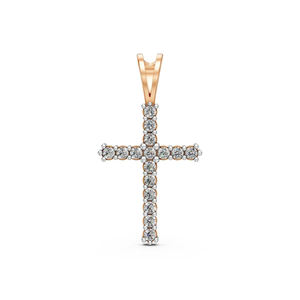 Lab Grown Diamond Cross Pendant <b>Necklace</b> 14KT Yellow Gold Rhodium Plated Brilliant Cut IGI Certified Trendy Religious Jewelry - Product Image 1