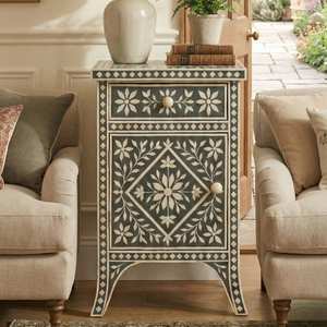 Commode de luxe en bois avec incrustations de os et motifs décoratifs faits à la main, meuble de rangement pour chambre à coucher - Product Image 5