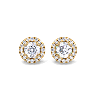 IGI Certified Lab Grown Diamond Double Halo Stud <b>Earrings</b> 9KT Yellow / White / Rose Gold Round Diamond Cluster Halo Studs - Product Image 5