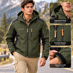 เสื้อแจ็คเก็ตกันลมมีฮู้ดสำหรับผู้ชาย Sam Tactical สีสันแบบ Color Block สไตล์สปอร์ต เหมาะสำหรับฤดูใบไม้ร่วง ขายส่ง ราคาโรงงาน รับผลิตแบบ OEM ระบายอากาศได้ดี - Product Image 5