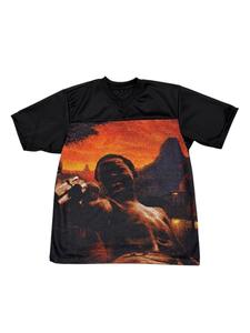 Custom Oversized Graphic Mesh Jersey T-Shirt Men Streetwear V-Neck Printed Hip Hop Fashion Tee OEM ODM Wholesale - Product Image 1