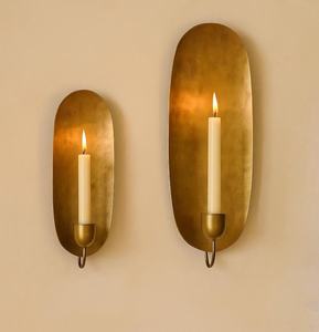 Contemporary Brass Candle <b>Wall</b> <b>Sconce</b> Set Handcrafted Metal Design Warm Ambient Glow for Living Room Bedroom Decor By UO INDIA - Product Image 4