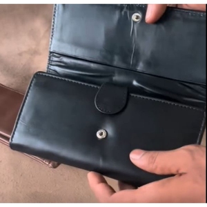 Luxury Smooth Finish Black Long Clutch <b>Wallet</b> Horizontal Credit <b>Card</b> Slots Zipper Coin Section Daily Travel Passport Case <b>Holder</b> - Product Image 2