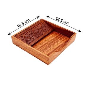 Porta servilletas cuadrado de madera para mesa de comedor, encimera de cocina, elegante organizador de pañuelos, hecho a mano, acabado natural, decoración para el hogar - Product Image 3