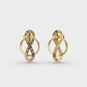 IGI Certified Lab Grown Diamond Infinity Loop Stud Earrings 14K Yellow / White / Rose Gold Interlocking Circle Designer Earrings - Product Image 4