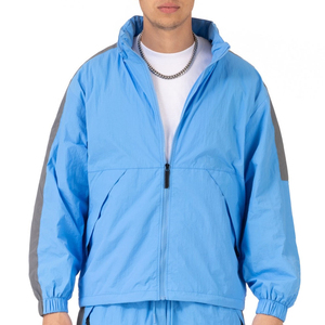 Men's Blue Hooded Puffer <b>Jacket</b> Canvas Washed Front Logo Windproof Polyester Wadding Sporty <b>Winter</b> Wear Regular Fit - Product Image 4