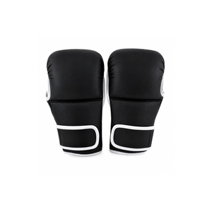 <b>Black</b> Full Finger Boxing Gloves Leather <b>Velcro</b> Closure Adult Martial Arts Training Gear - Product Image 6