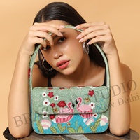 Nouveauté BRAZEAL STUDIO Pochette à bandoulière en velours brodée à la main pour femme, motif géométrique perlé, tendance