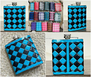 Flacon à alcool portable en cuir de vachette façonné à la main, 7 oz, étanche, pour whisky, flacon de hanche en acier inoxydable, porte-vin de voyage - Product Image 3