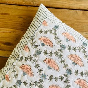 Funda de Cojín Cuadrada Decorativa de Algodón con Estampado a Mano Indio, Acolchada, 40 x 40 cm - Product Image 2