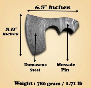 Tête de hache en acier de Damas forgée à la main, hache viking, hache de bushcraft, hache de camping, hache de survie, haches barbelées - Product Image 6
