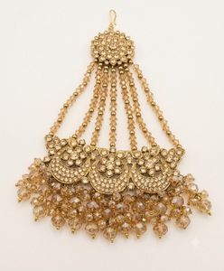 Chaîne de cheveux de mariée indienne Jhumar Pasa en zircon cubique et perles de cristal, accessoires de coiffure latéraux pour mariages, fabricants - Product Image 5