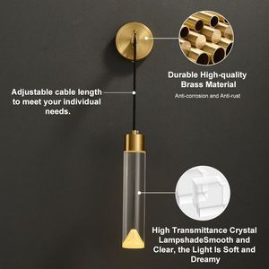 Lampada da parete a LED minimalista con applique da parete con cilindro in cristallo armato - Product Image 3
