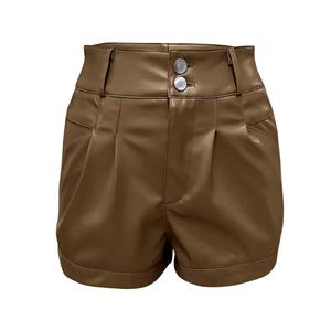 Eco-Friendly Women's Leather <b>Shorts</b> Mid Waist Comfortable Quick Dry Breathable Windproof Customizable Custom Logo Summer Casual - Product Image 1