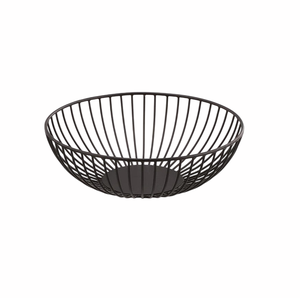 Panier de rangement moderne en fil métallique noir, design ouvert, organisateur polyvalent pour fruits et légumes, décoration - Product Image 1