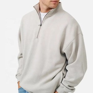 Sudadera con cremallera de 1/4 para hombre, estilo casual, corte holgado, cuello simulado, hombros caídos, manga larga - Product Image 2