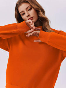 Womens <b>Black</b> Oversized Mock Neck Sweatshirt Premium Heavyweight Fleece <b>Long</b> Sleeve Pullover Casual <b>Top</b> - Product Image 5