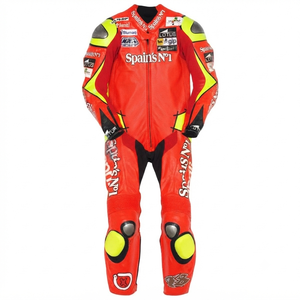 Traje de Carreras Jorge Lorenzo MotoCP Premium de Una Pieza Completo para Pista con Protectores Deslizantes OEM CE - Product Image 1