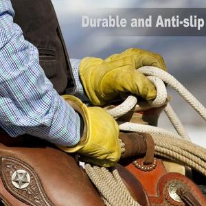 Gants de travail en cuir de haute qualité, chauds pour l'hiver, à ouverture latérale, avec logo personnalisé, bande élastique - Product Image 5