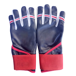 Gants de frappe Elite Series Navy White, ajustement compressif, fermeture auto-agrippante, en cuir, pour baseball, QASWA SPORTS QS-PRO-LE-0044 - Product Image 4