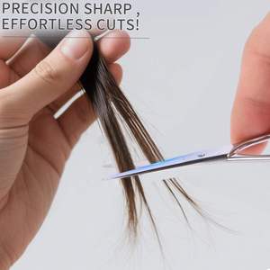 2 Pcs Stainless Steel 4Cr13 Medium Handle Right-Handed Grooming <b>Scissors</b> Set Straight Rounded Safety Tips + Black Sharp Cutting - Product Image 4