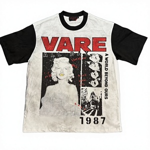 Camiseta de Manga Corta para Hombre con Estampado Fotográfico, Ribete en Contraste, Estilo Urbano, Cuello Redondo, Corte Regular, Diseño Gráfico 1987 - Product Image 3