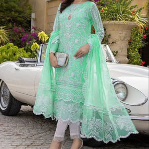 Ensemble Salwar Kameez 3 pièces brodé prêt-à-porter léger et confortable pour femme JILANIEXPORTER – Idéal pour les fêtes et l'Aïd, personnalisable - Product Image 1
