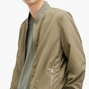 <b>Men</b> Reversible Bomber <b>Jacket</b> Two Way Wear Zip Front Logo Stand Collar Casual Windbreaker <b>Thin</b> Lightweight Outerwear Wholesale - Product Image 4