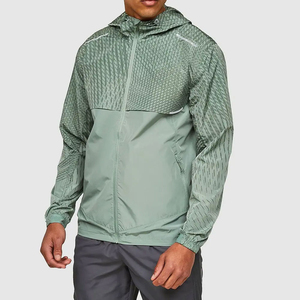 Premium <b>Men's</b> Hooded Windproof <b>Rain</b> <b>Jacket</b> Geometric Print <b>Lightweight</b> Polyester Sporty Spring Outfit Regular Fit Zipper Closure - Product Image 1
