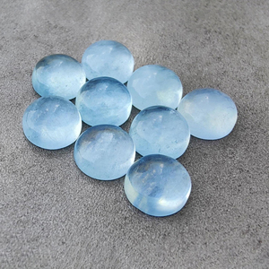 Cabujón de Aguamarina Natural, con Reverso Plano, Calibrado, Redondo, Gema Suelta, para Joyería, Disponible en Todos los Tamaños - Product Image 5