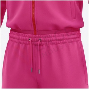 Conjunto Deportivo Unisex Color Rosa con Bloques de Color, Manga Larga, Cuello Alto, Cierre de Cremallera Frontal, Bolsillos Laterales, Transpirable, Corte Regular, Otoño - Product Image 5