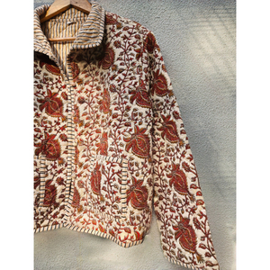 Handmade Floral Cotton Jacket Turn-down Collar Full Sleeve Prairie Chic Autumn Women's Jacket Lightweight Statement <b>Coat</b> - Product Image 3