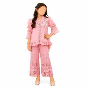 Ensemble de vêtements pour femmes, tunique élégante à fleurs brodées, pantalon large, vêtements décontractés doux et respirants, 100% coton, mode automne - Product Image 5