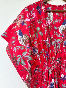 Nuevo Kaftán con Estampado Animal, Cuello en V, Cierre con Cordón, Corte Evase, de Algodón Suave Indio, con Encaje, Largo Completo, para Playa, para Mujer - Product Image 3