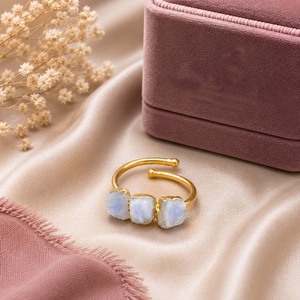 Raw Moonstone Adjustable <b>Ring</b> – Handmade Gold Electroplated Crystal <b>Statement</b> <b>Ring</b> - Product Image 1