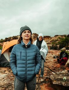 Women's Lightweight <b>Packable</b> Hooded Winter Quilted Puffer <b>Jacket</b> Detachable Sleeves Hat Zipper Closure Water Resistant Wool - Product Image 5