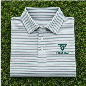 Trackstar Men's Gray Green Fine Horizontal <b>Stripe</b> <b>Polo</b> <b>Shirt</b> Short Sleeve Button Collar Casual Golf <b>Shirt</b> Custom Logo - Product Image 6