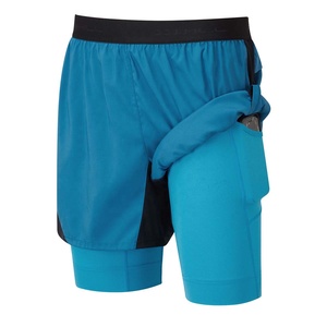 กางเกงขาสั้นออกกำลังกายผู้ชาย สีน้ำเงินล้วน ผ้าฝ้าย ใส่เล่นกีฬาวิ่ง จ๊อกกิ้ง ใส่ลำลองในฤดูร้อน เอวกลาง มีซิปและกระเป๋า เป็นมิตรกับสิ่งแวดล้อม แห้งเร็ว - Product Image 3