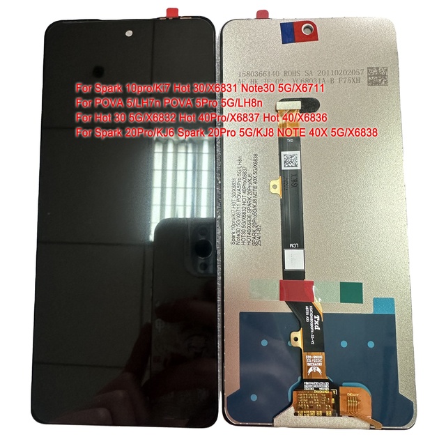 Wholesale Price Mobile Phone Incell LCD Screen Universal Version for Tecno Pova 5 Lh7n LCD Display Screen Replacement with Frame