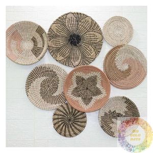 Assortiment de panneaux muraux tissés artisanalement en rotin naturel et jonc de mer, style bohème, pour décoration intérieure, art mural suspendu pour chambre et salle à manger - Product Image 5