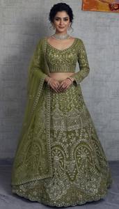 Lehenga Choli de créateur pour mariage avec broderie de sequins, Cancan et Patta en toile, fausse fourrure extensible, tenue de soirée - Product Image 6