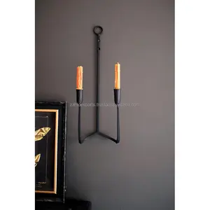 เชิงเทียนโลหะสีดำทรงกลมทำมือสไตล์โมเดิร์น พิมพ์ลายตัวอักษร 1 สี ตกแต่งภายในหรูหรา ของตกแต่งบ้านสำหรับคริสต์มาส - Product Image 1