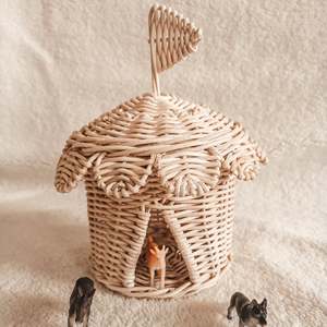 ของเล่นเด็กคุณภาพเยี่ยม บ้านทรงเต็นท์ละครสัตว์ทำจากหวาย ของเล่นทำมือรูปทรงบ้าน - Product Image 2