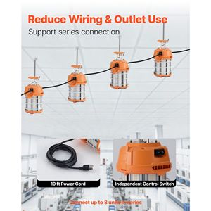 Durable 100W <b>LED</b> Temporary <b>Work</b> <b>Light</b> 14400 lm 5000K Water-Resistant with Ceiling Stand Linkable up to 8 Units for Job Sites - Product Image 4