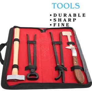 Kit d'outils de fermeur équin : Couteau à sabots noir, Pince à sabots, Outil de polissage, Pince à crochets, Marteau de fermeur antidérapant en acier inoxydable - Product Image 4