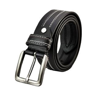 Ceinture en cuir de vachette véritable pour homme, style formel, avec boucle ardillon en métal à double couture, pour usage quotidien, vente en gros - Product Image 1