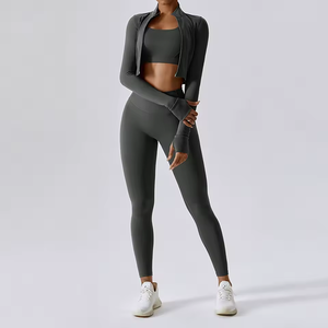 Women's 2 Piece Yoga <b>Set</b> <b>Square</b> Neck Crop Top High Waist Solid Black Leggings - Product Image 3