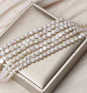 Perles de pain en gros, perles bouton à fort lustre 5-6mm, perles d'eau douce, perles en vrac, perles pomme de terre, fils de perles pour le bricolage - Product Image 3